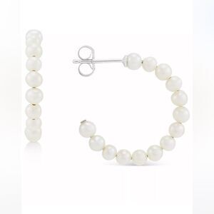 NWT GIANI BERNINIFreshwater Pearl (3 - 3-1/2mm) Hoop Earrings in Sterling Silver